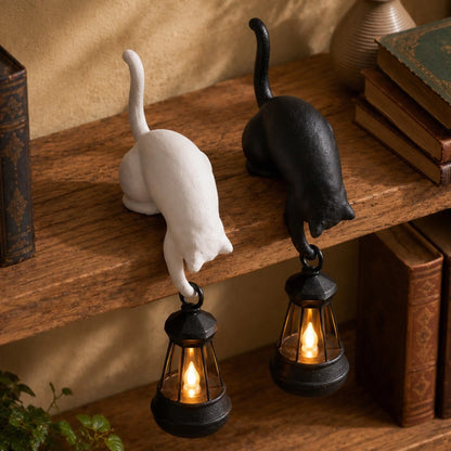 Cat Hook Bookshelf Lantern Light - Bookish Gifts For Book Lovers, Bookworms, Cat Mom And Dad - Purrfect Reading Companion