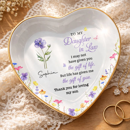To My Daughter In Law, Ceramic Dish, Gift For Daughter-In-Law and Flower Lovers