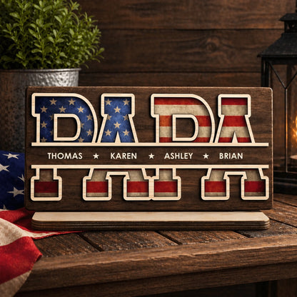 Dad America - Personalized Wood Plaque