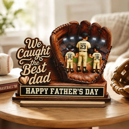 Personalized 2-Layered Wooden Plaque - Happy Father's Day For Baseball Dad