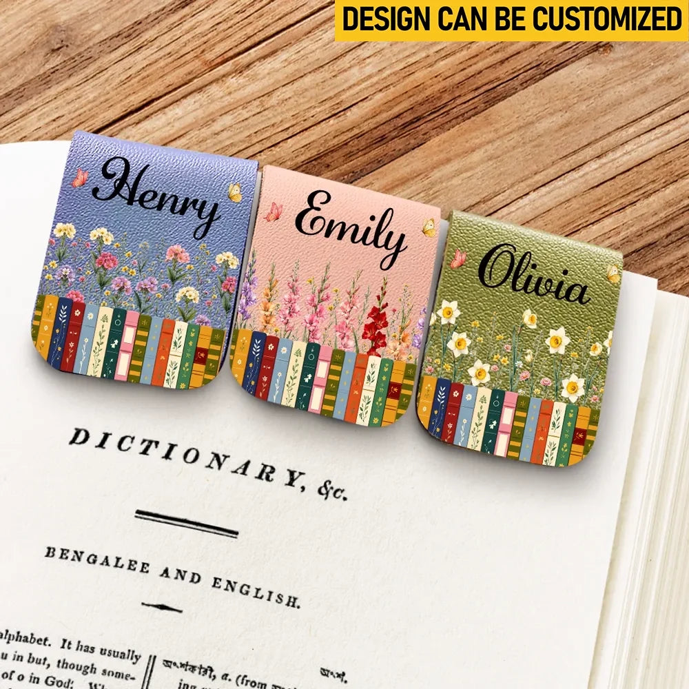 Custom Leather Bookmark - Personalized Bookish Gifts For Book Lovers, Bookworms, Readers - Birth Month Flower Book Lovers