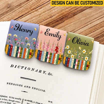 Custom Leather Bookmark - Personalized Bookish Gifts For Book Lovers, Bookworms, Readers - Birth Month Flower Book Lovers
