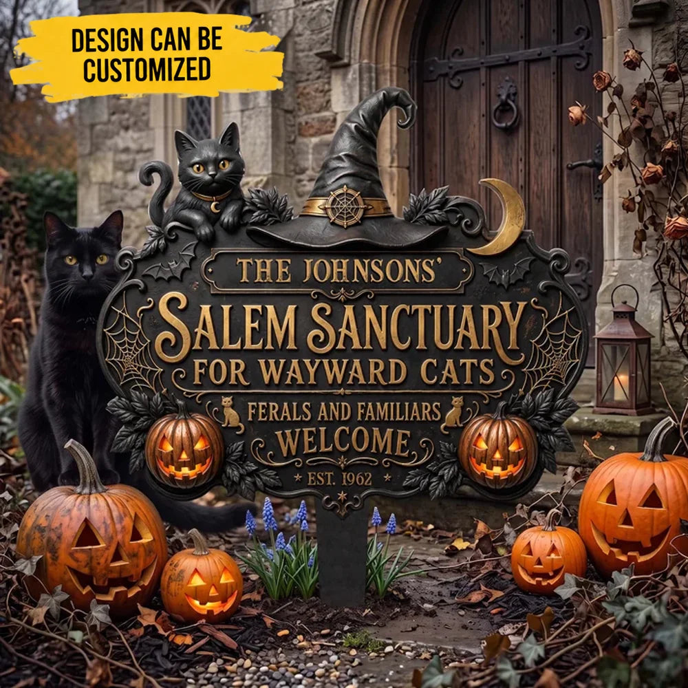 Salem Sanctuary For Wayward Cats Ferals And Familiars Welcome - Personalized Garden Stake