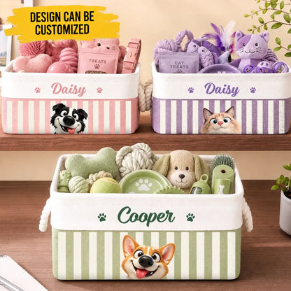 Custom Storage Basket - Personalized Birthday Gifts For Dog Cat Lovers, Dog Dad And Mom, Cat Owners - Love Is A Four Legged Word