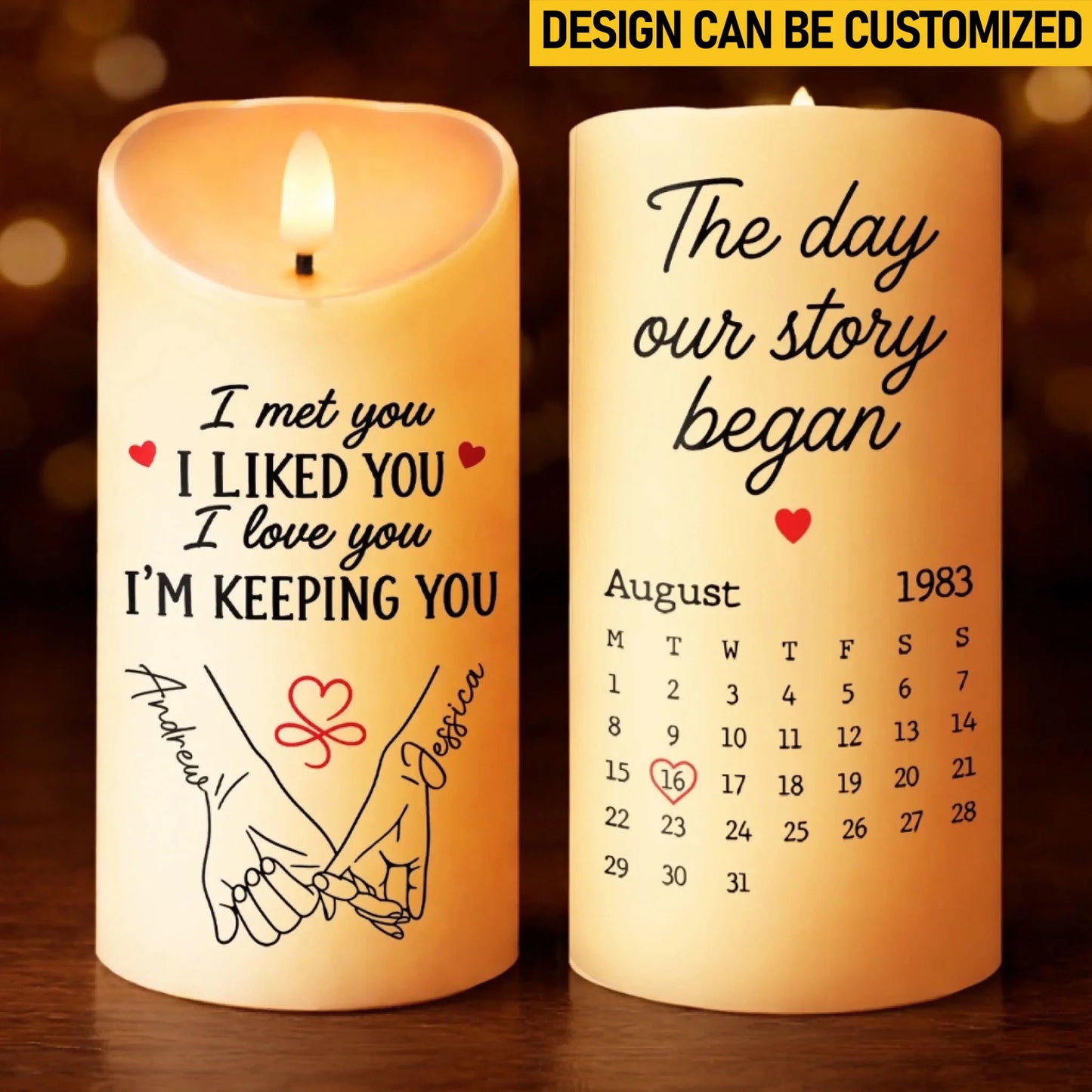 Custom LED Candle - Personalized Anniversary Wedding Gifts For Husband And Wife, Him And Her - Sweetest Anniversary Light
