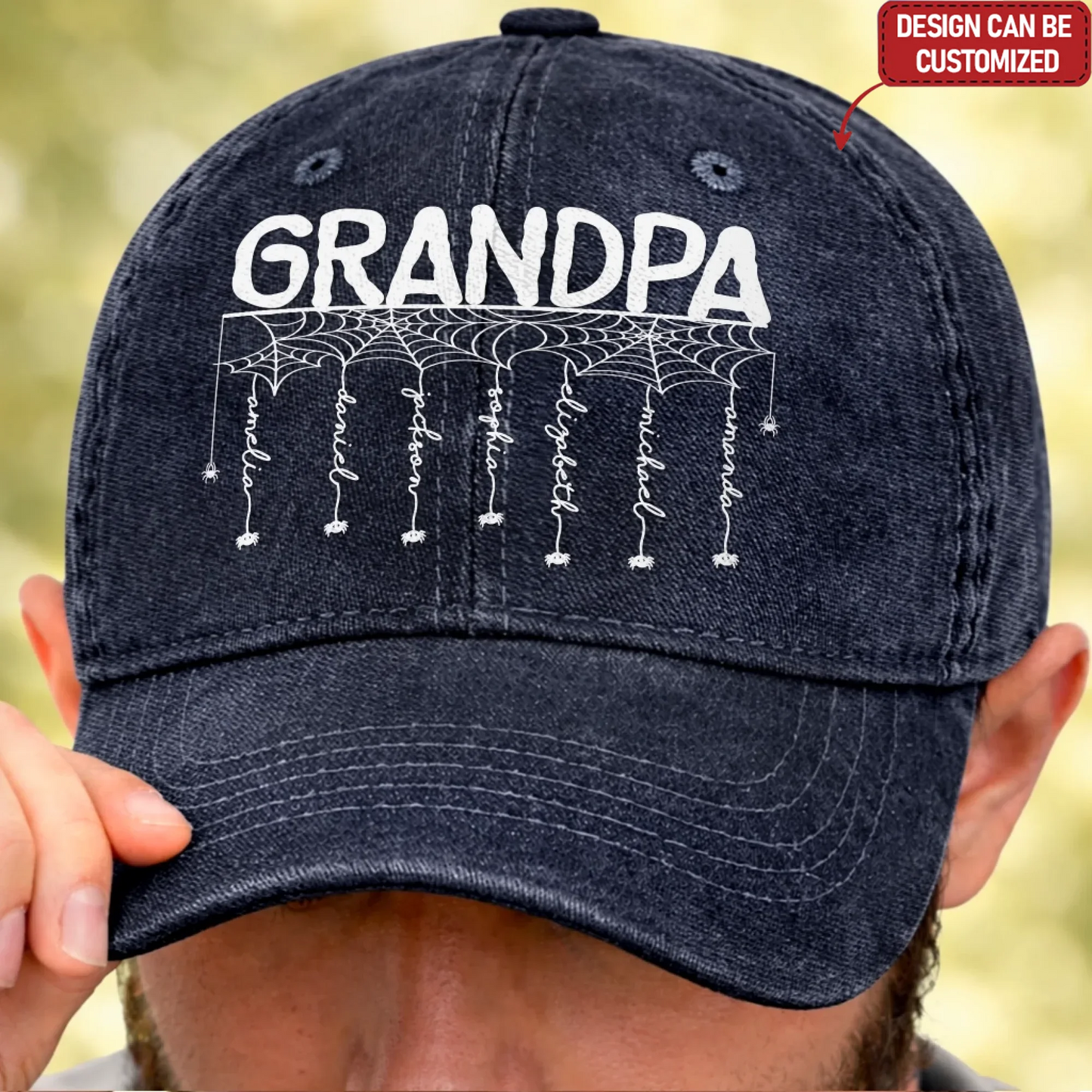 Custom Spider Cap - Personalized Halloween Birthday Gifts For Dad, Grandpa - Caught In The Web