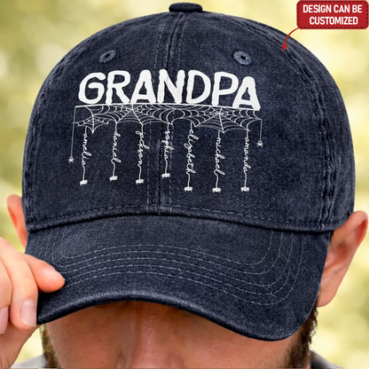 Custom Spider Cap - Personalized Halloween Birthday Gifts For Dad, Grandpa - Caught In The Web