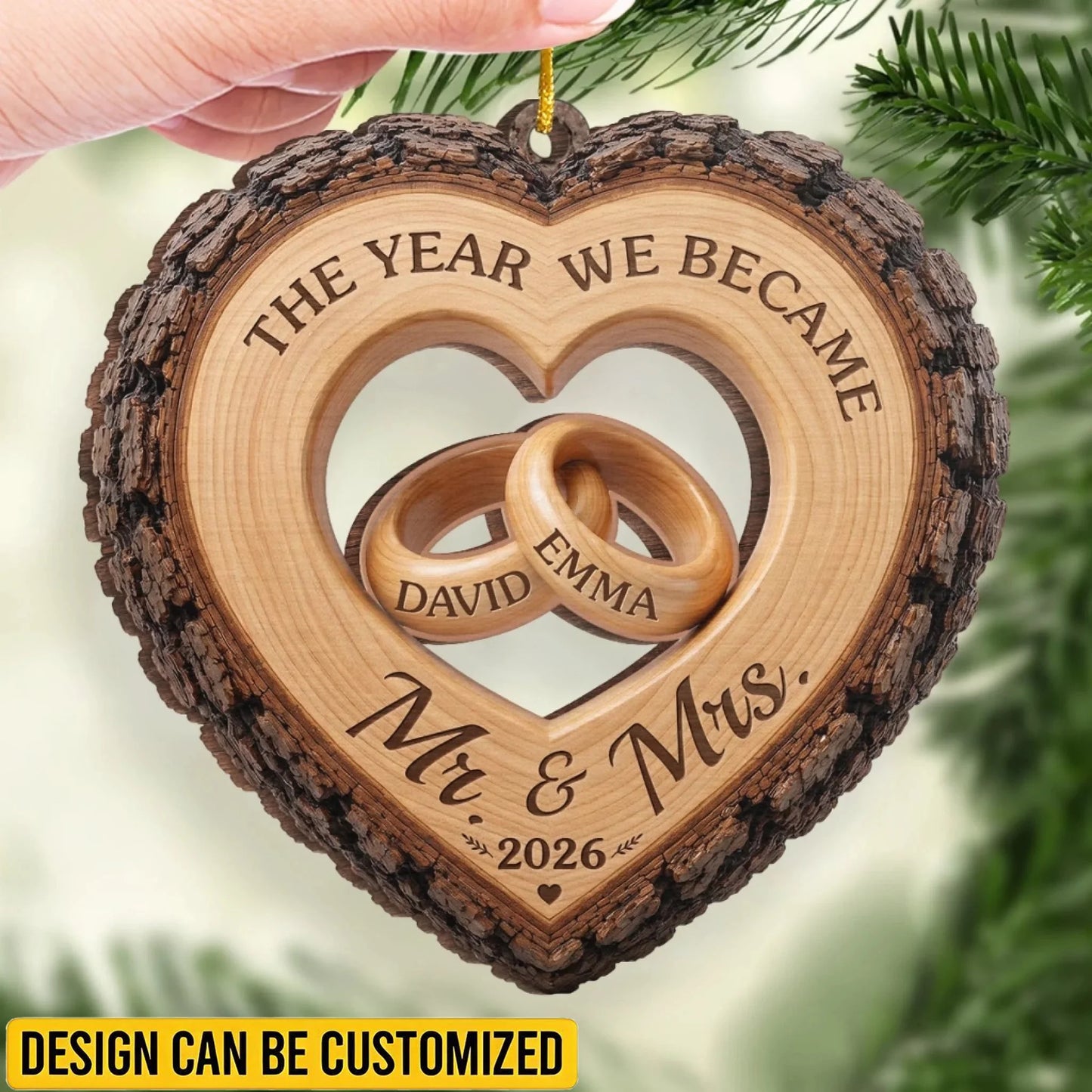 Custom First Christmas Wooden Ornament - Personalized Anniversary Christmas Wedding Gifts For Husband And Wife, Him And Her - Forever My Christmas Love