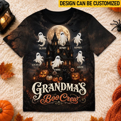 Custom Boo Crew T-shirt - Personalized Halloween Birthday Gifts For Mom, Grandma - Grandma’s Favorite Ghosts