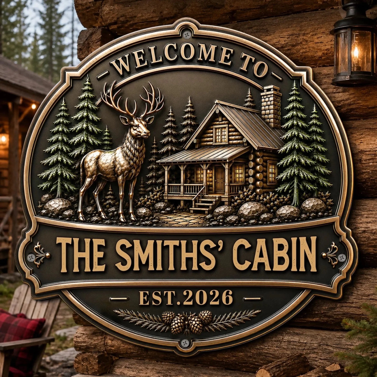 Custom Cabin Shaped Metal Sign - Personalized Summer Vacation And Travel Gifts For Mom, Dad, Brother, Sister - Cozy Days Happy Ways