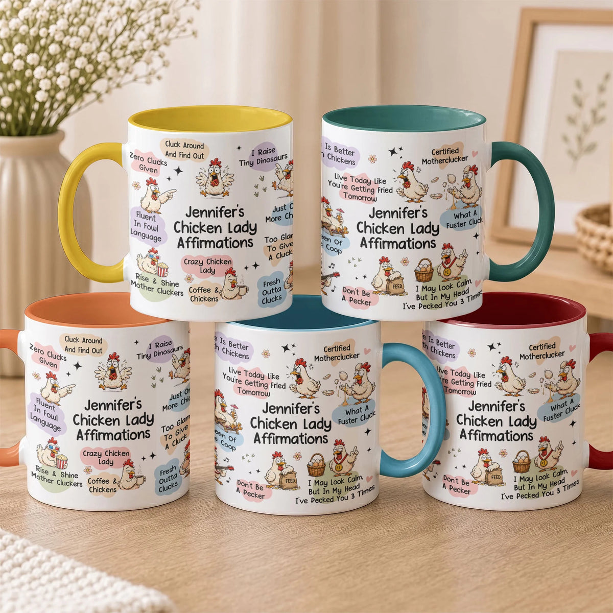 Custom Mug - Personalized Gift For Chicken Lovers - Chicken Lady Affirmation Mug