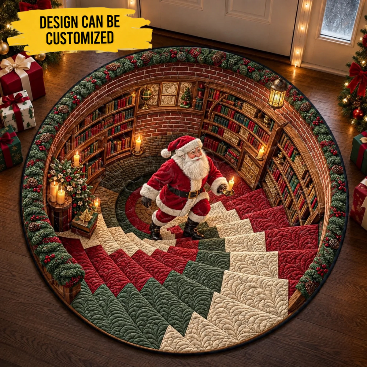 Custom Quilted Round Mat - Personalized Christmas Birthday Gifts For Mom, Dad, Brother, Sister - Merry Moments All Season