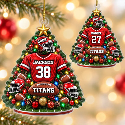 Custom America Football Acrylic Ornament - Personalized Christmas Birthday Gifts For America Football Lovers, Sports Fans, Sports Lovers - Always Ready For Game Day