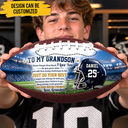 Custom Leather Football - Personalized Birthday Gifts For Son, Grandson, American Football Lovers, Sports Fans, Sports Lovers - Forever Proud Of You Always