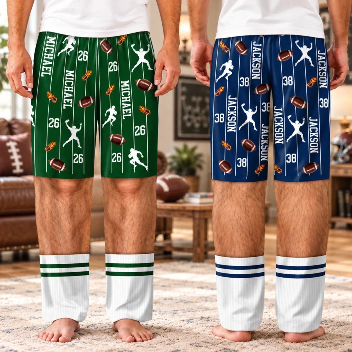 Custom Pajamas - Personalized Name Football Gifts for Men