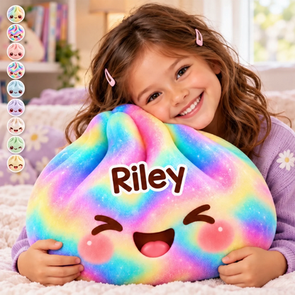 Custom Shaped Pillow - Personalized Gifts for Kids - Name Rainbow Kawai
