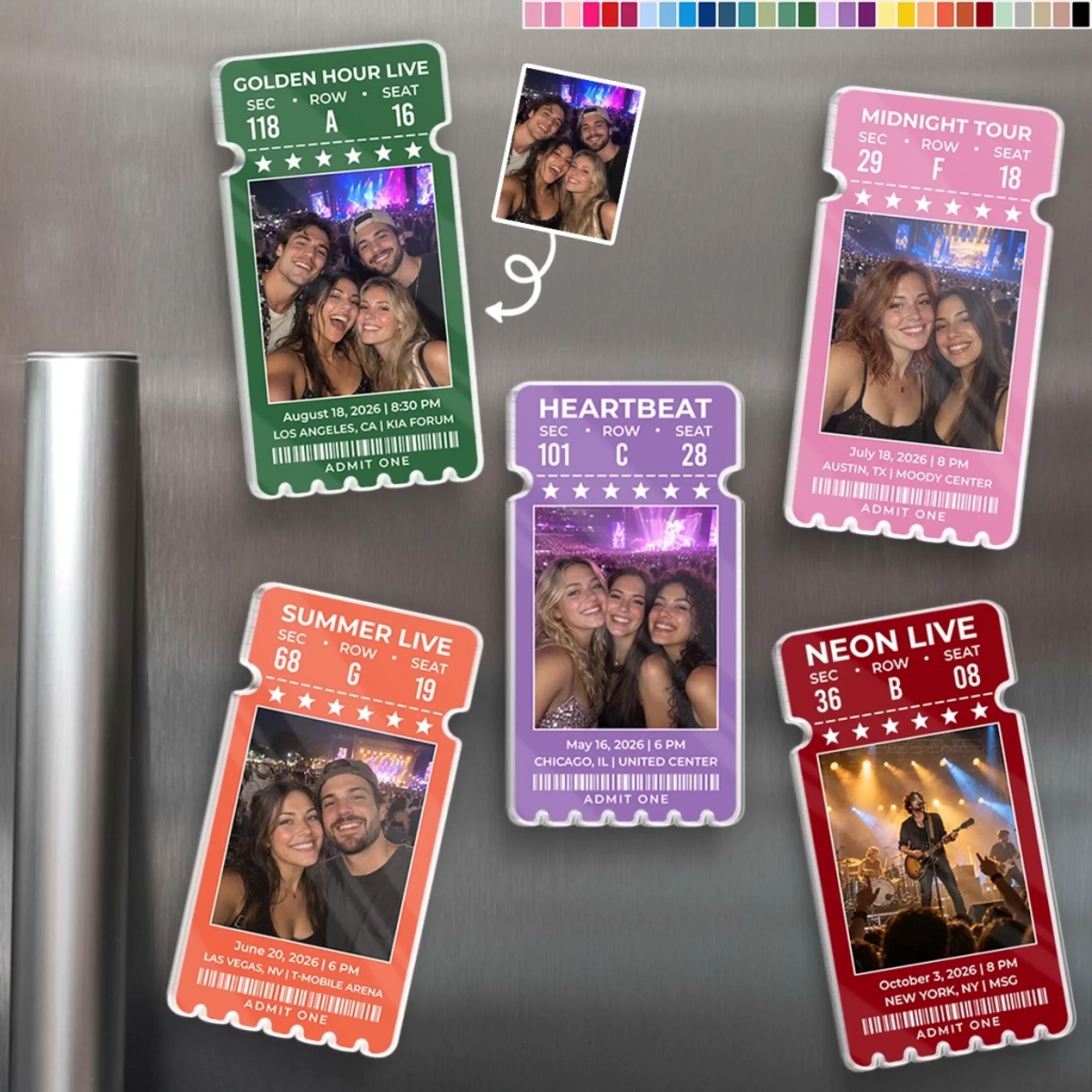 Custom Acrylic Fridge Magnet - Personalized Photo Concert Ticket Keepsake Gifts