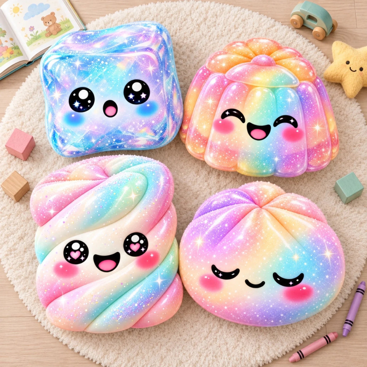 Custom Rainbow Kawaii Squishy Character Gifts For Kids - Personalized Shaped Pillow
