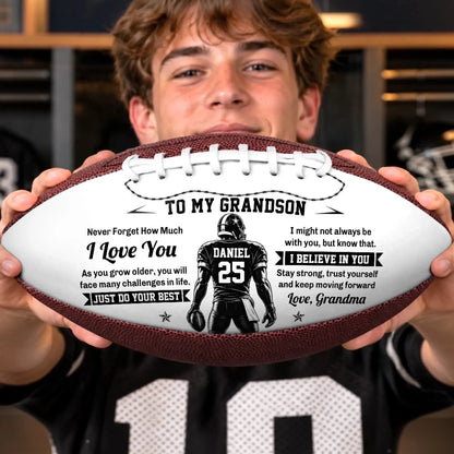 Custom Leather Football - Personalized Inspirational Football Gifts for Son and Grandson
