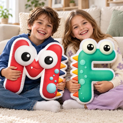 Custom Shaped Pillow- Personalized Cute Monster Initial Kids Gifts